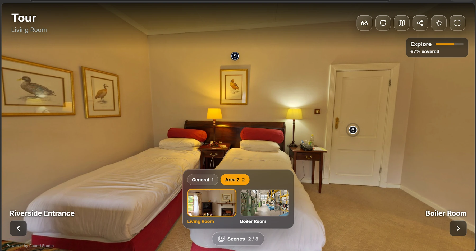 Residential room inside a Panori Studio virtual tour