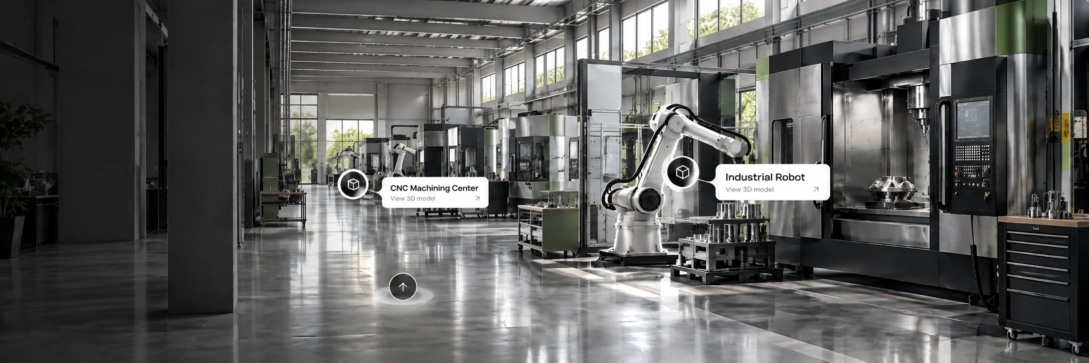 Modern manufacturing facility with industrial machinery